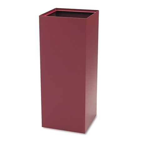 SAFCO 37 gal Square Waste Receptacles, Burgundy, Open Top, Steel 2983BG